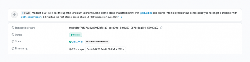 Первая атомная передача L1-to-L2 в Экономической зоне Ethereum стоит всего 0.001 ETH — Крипто Новости